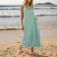 thumbnail image 5 of Zynoxe Midi Dresses for Women Classic Square Neck Sleeveless Beach Dress Flowy A-Line Solid Color Women's Cotton Linen Dresses Breathable Casual Loose Shift Sundress with Pockets 2XL, 5 of 10