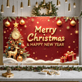 thumbnail image 6 of Red Theme Christmas Banner Gold Accent Holiday Backdrop Christmas Tree Reindeer Design Xmas Background for Christmas Party New Year Celebration Holiday Gathering, 6 of 9