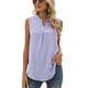 thumbnail image 1 of Camiseta sin mangas para mujer con cuello en V y encaje holgado, color sólido, camisa casual de gasa fresca para uso diario, 1 of 6