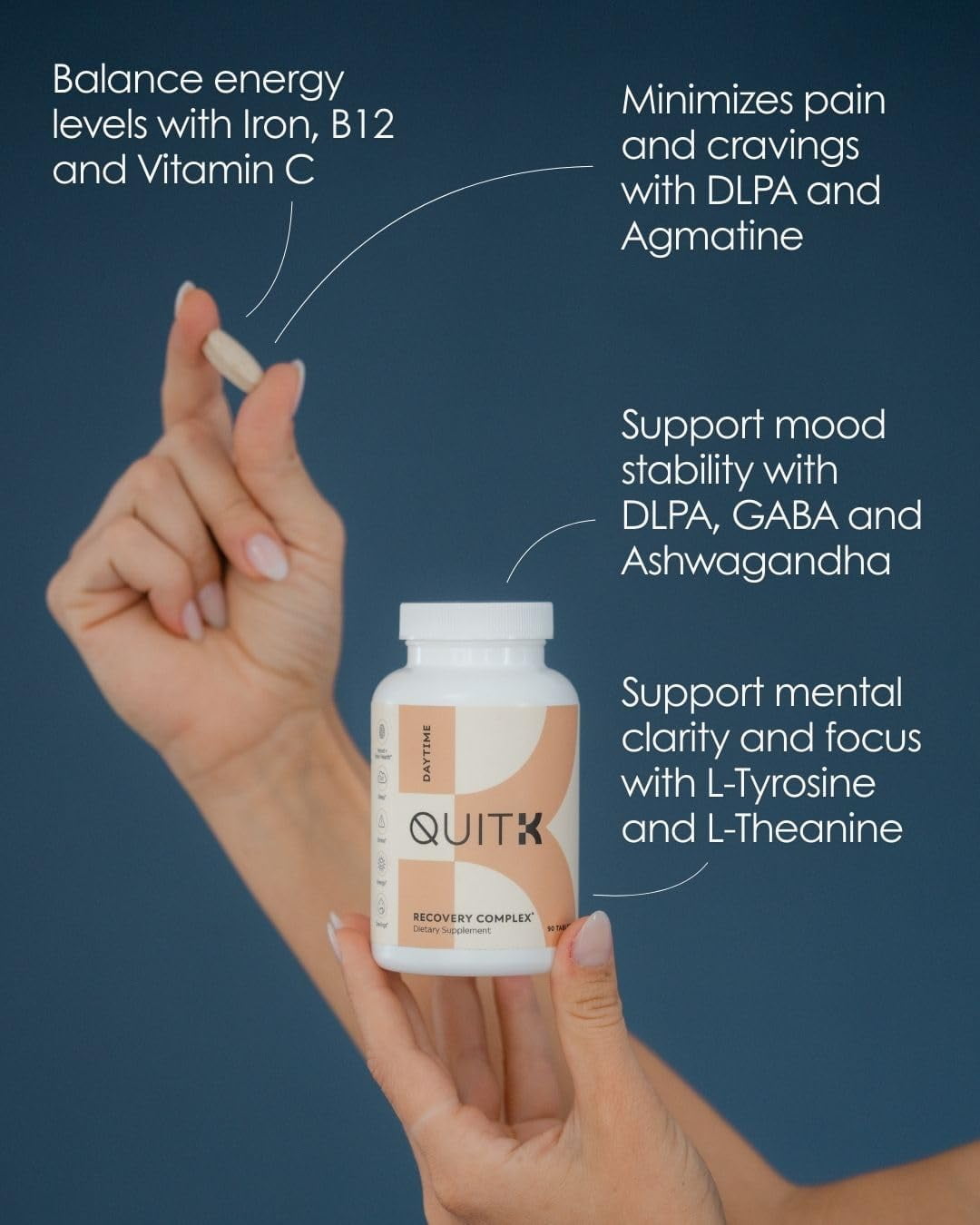 Withdrawal and Detox Support – QuitK Recovery Complex – Sleep, Energy, Stress, Mood, & Craving Support – Daily Supplement - Magnesium Glycinate, Ashwagandha, GABA, L-Theanine, Agmatine & More