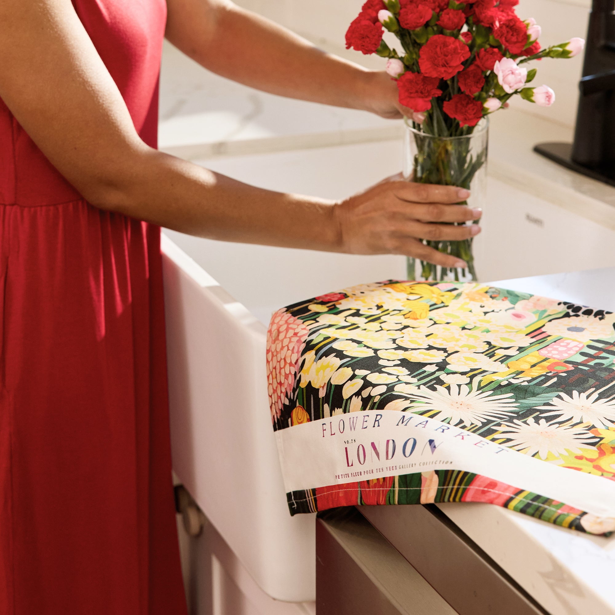 Flower Market Cotton Tea Towel - Thumbnail 4