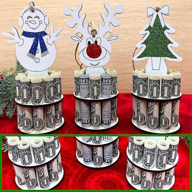 Titular de dinero único de Navidad, adornos navideños de pastel de dinero