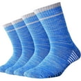 thumbnail image 1 of Yoyoo 4 Pyyoors Chaussettes de Randonnée et de Marche, Multi-Packs Chaussettes Rembourrées pour Loisirs Extérieurs (Bleu - Crew), 1 of 5