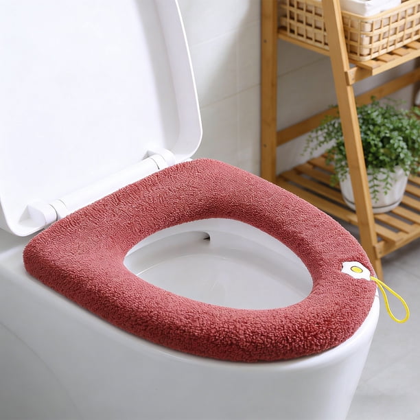 Cojín del asiento del váter, cubierta gruesa y cálida y suave para invierno, con asa para inodoros universales