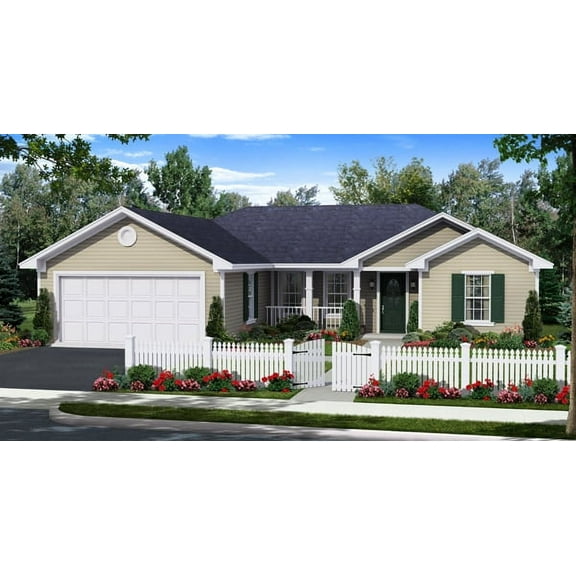 House Plan Gallery - HPG-1200B - 1,200 sq ft - 3 Bedroom - 2 Bath Small House Plans - Single Story Printed Blueprints - Simple to Build (5 Printed Sets)