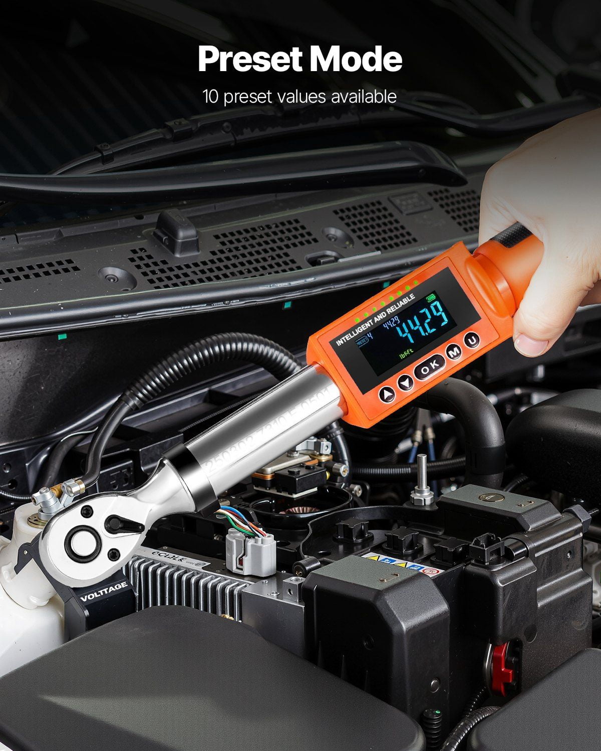 Digital Torque Wrench 3/8" Drive – 0-99.57 ft-lb / 0-135 Nm, 72-Tooth Dual-Range LED Display, Precision Click-Type with Audible & Vibrating Alarm, Auto Shut-Off, ±3% Accuracy, Includes Storage Case