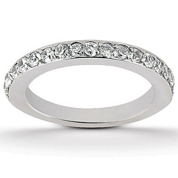 14k White Gold Pave Diamond Wedding Ring Band Set 1/2 Around Size 4