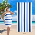 thumbnail image 6 of Smuge 4 Pack Cabana Stripe Beach Towels, 60x30 inches Microfiber Lightweight Outdoor Large Swim Towel for Adults (Navy Blue), 6 of 9