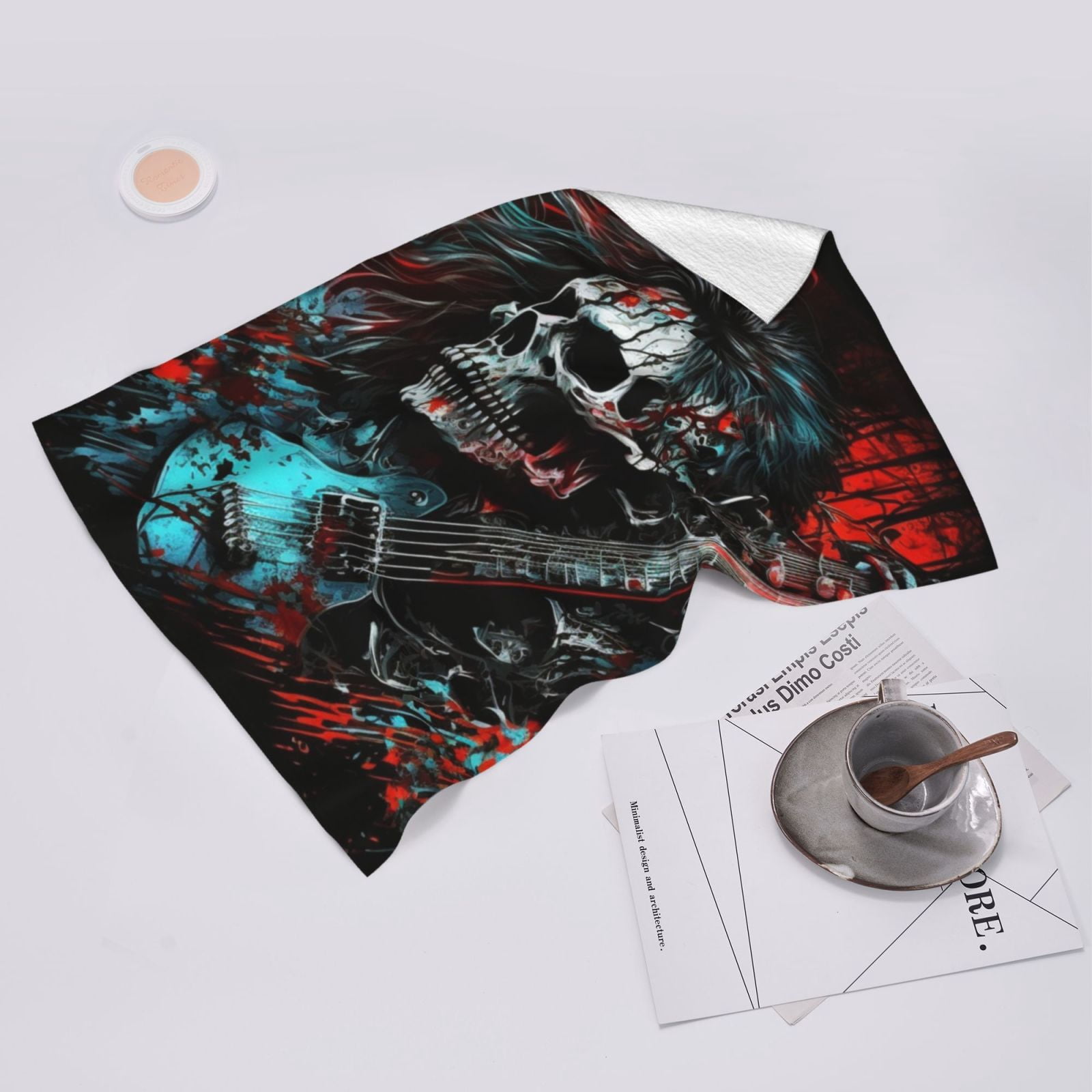 Death Skull Rock Heavy Metal Music 27.5" x 16" Ultra Soft Hand Towel, Face Wash Cloth for Bathroom, Gym, Travel, Pool