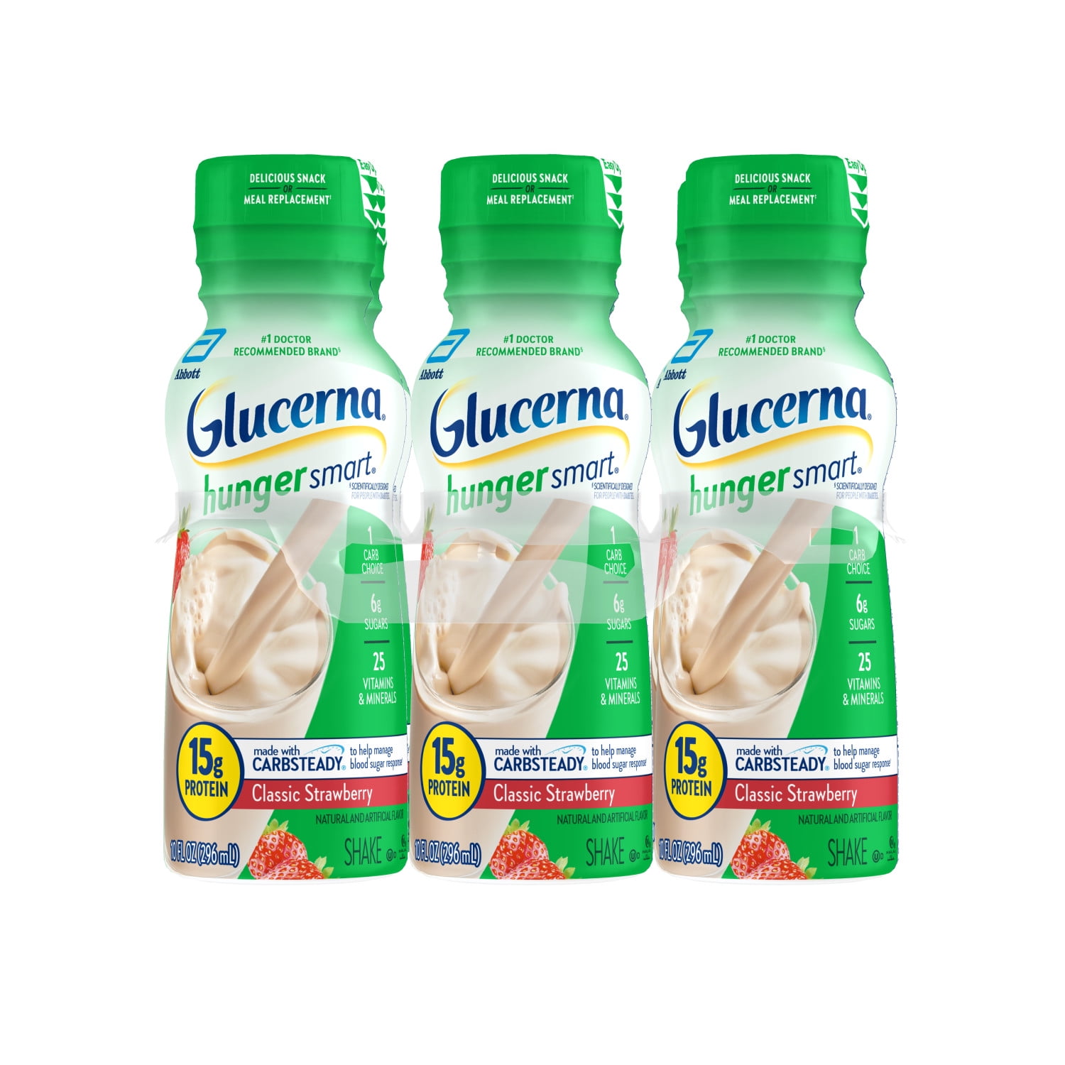 Glucerna Hunger Smart Diabetes Care Shake, Classic Strawberry, 10 Fl Oz, 24 Pack