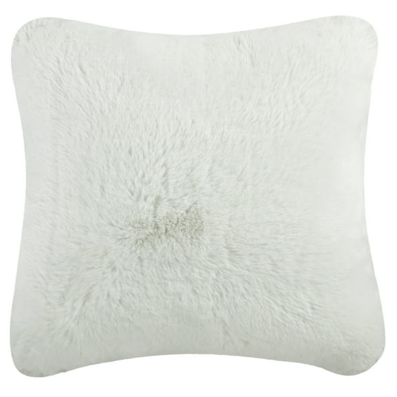 SAFAVIEH Faux Chinchilla Solid Plush Fur Pillow, Snow White