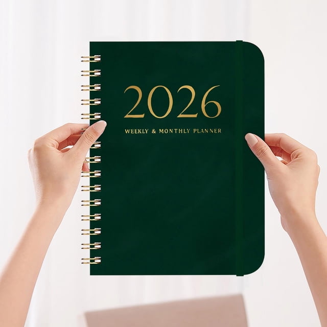 2025 Schedule Book A5 Coil Notebook | Leather Strap Planner with Self-Discipline Goal Card | Portable Daily Organizer for Students Professionals | Customizable Printed Diary
