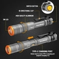 thumbnail image 4 of EverBrite Rechargeable Pen Light, 300 Lumens Mini Flashlight with USB-C Cable, 4 Modes, Pocket Clip for Inspection, Repair, Outdoor, Grey, 4 of 8