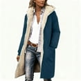 thumbnail image 6 of Womens Thick Winter Jacket Sherpa Fleece Lining Hooded Coat Mid Length Long Sleeve Full Zip Overcoat with Pockets (XL, Navy), 6 of 6