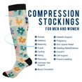 thumbnail image 2 of FORMRS Womens Knee High Socks Casual Long Thick Travel Daily Wear, 1 Pair, Green Floral, 2 of 6
