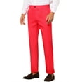 thumbnail image 4 of INSPIRE CHIC Men's Slim Fit Trousers Flat Front Solid Color Business Pants 38 Red, 4 of 7