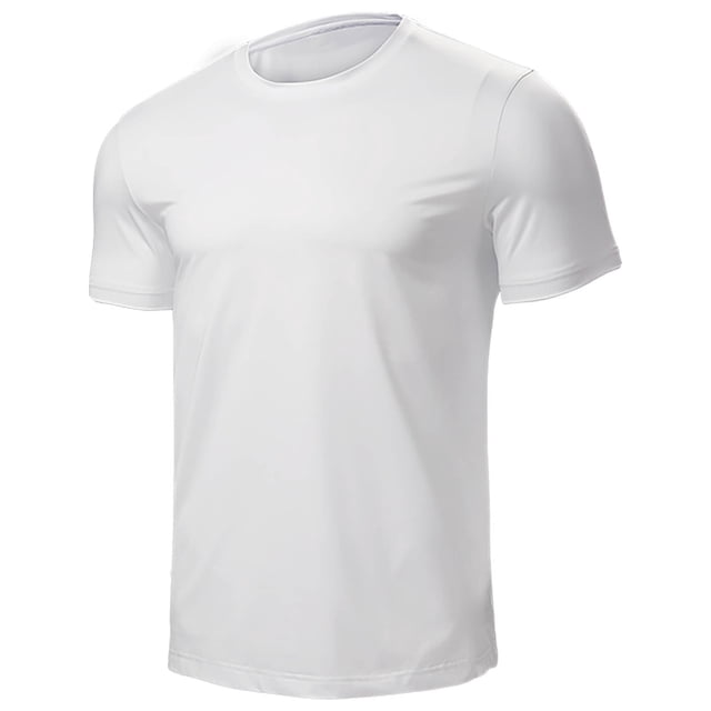 T-shirt à Manches Courtes pour Hommes, Été Couleur Unie, Coupe Ample Décontractée, Col Rond, 100 % Polyester