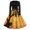 Yellow #072, variant on Halloween Dresses for Women Spider Cocktail Crew Neck Scary Dresses Skeleton Printed Long Sleeve Fall Swing Dress with Belt S