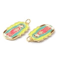 thumbnail image 2 of 10pcs Rack Plating Brass Pendants with Enamel Long-Lasting Plated Real 18K golden Plated Cadmium Free & Lead Free Saint Colorful 27x15x1.5mm Hole: 3mm, 2 of 3