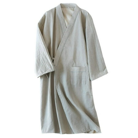 

Men Casual Japanese Kimono Yukata Long Bathrobe Comfort Pajamas Cotton Home Robe