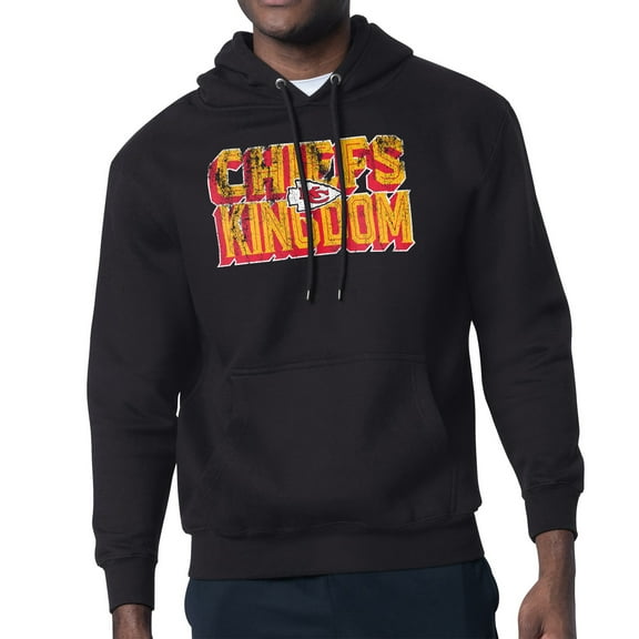 Men's-Starter  Black Kansas City Chiefs Distressed Fleece Pullover Hoodie