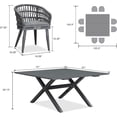 thumbnail image 3 of PURPLE LEAF 9 Pieces Patio Dining Set, Square Aluminum Outdoor Table And 8 Wicker Chairs with Cushions for Garden Kitchen and Porch, Grey, 3 of 8