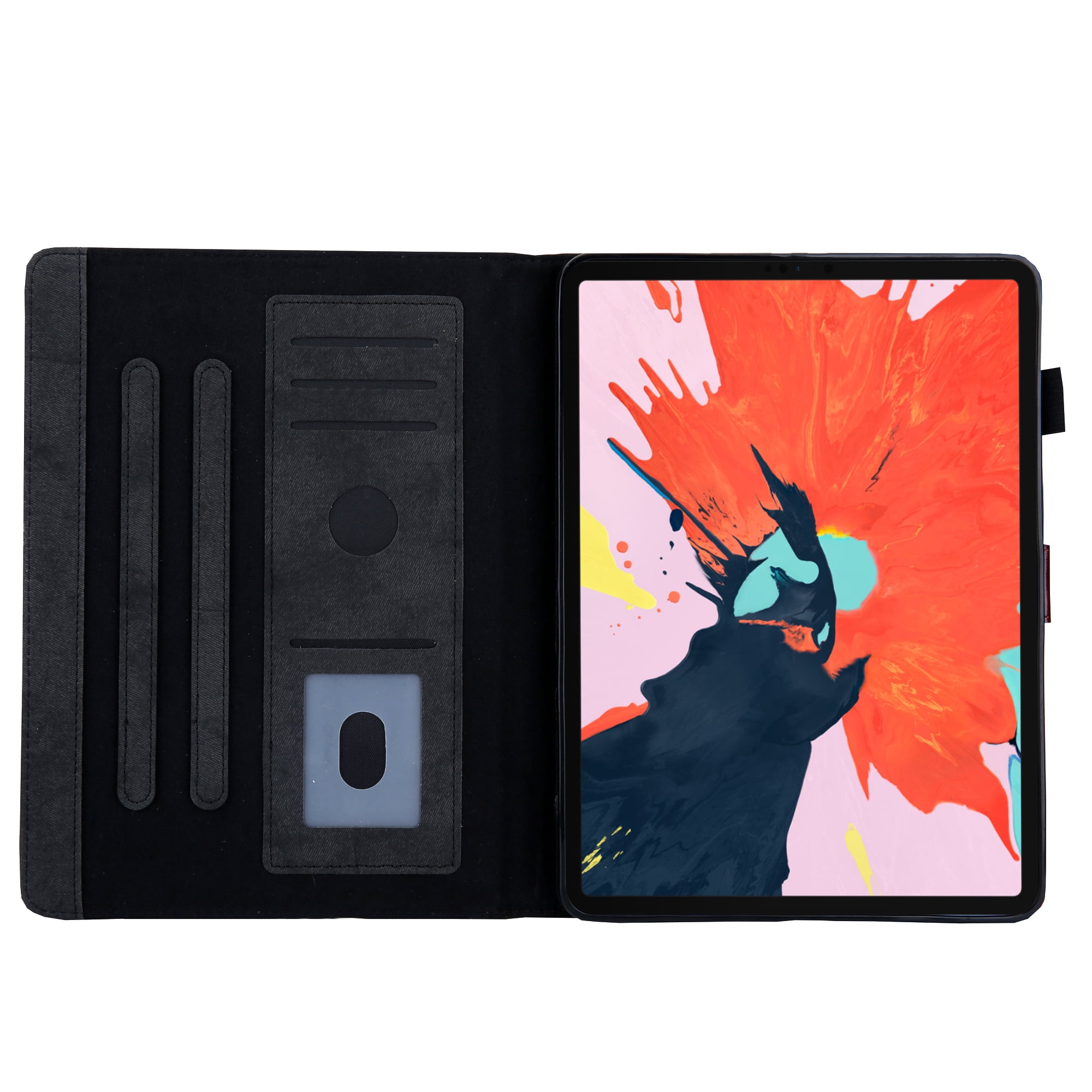 for iPad 10th Gen 10.9" (2022) Case, Retro Card Slot Cover with Pencil Holder, Multi-Angle Viewing Stand, Pocket Design, Folio Leather Case for Apple iPad 10th Gen 10.9" - Black