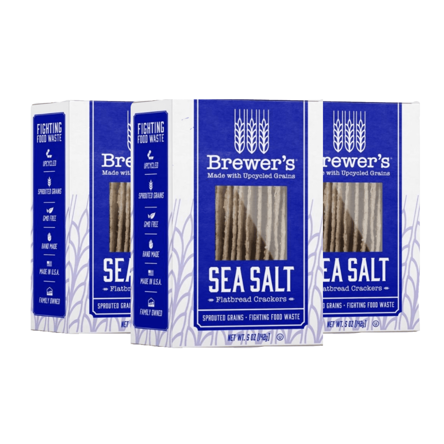 Brewer's Crackers, Sea Salt Flatbread Crackers 5 oz (Pack of 3