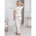 thumbnail image 3 of Conjunto 2 Piezas, Blusa Manga Corta y Pantalón Recto con Abertura, Estilo Elegante y Moderno para Mujer, 3 of 5