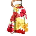 thumbnail image 2 of Baberdicy Maxi Skirt Women Bohemian Floral Print Skirt High Waist Party Beach Big Hem Long Skirts with Pockets, Red Size: S-2Xl, 2 of 5