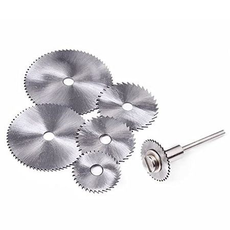 

7pc Metal Circular Saw Disc Wheel Blades Shank High Speed Steel Mini Saw Blades with Mandrels Drill Warehouse Rotary Wood Cutout