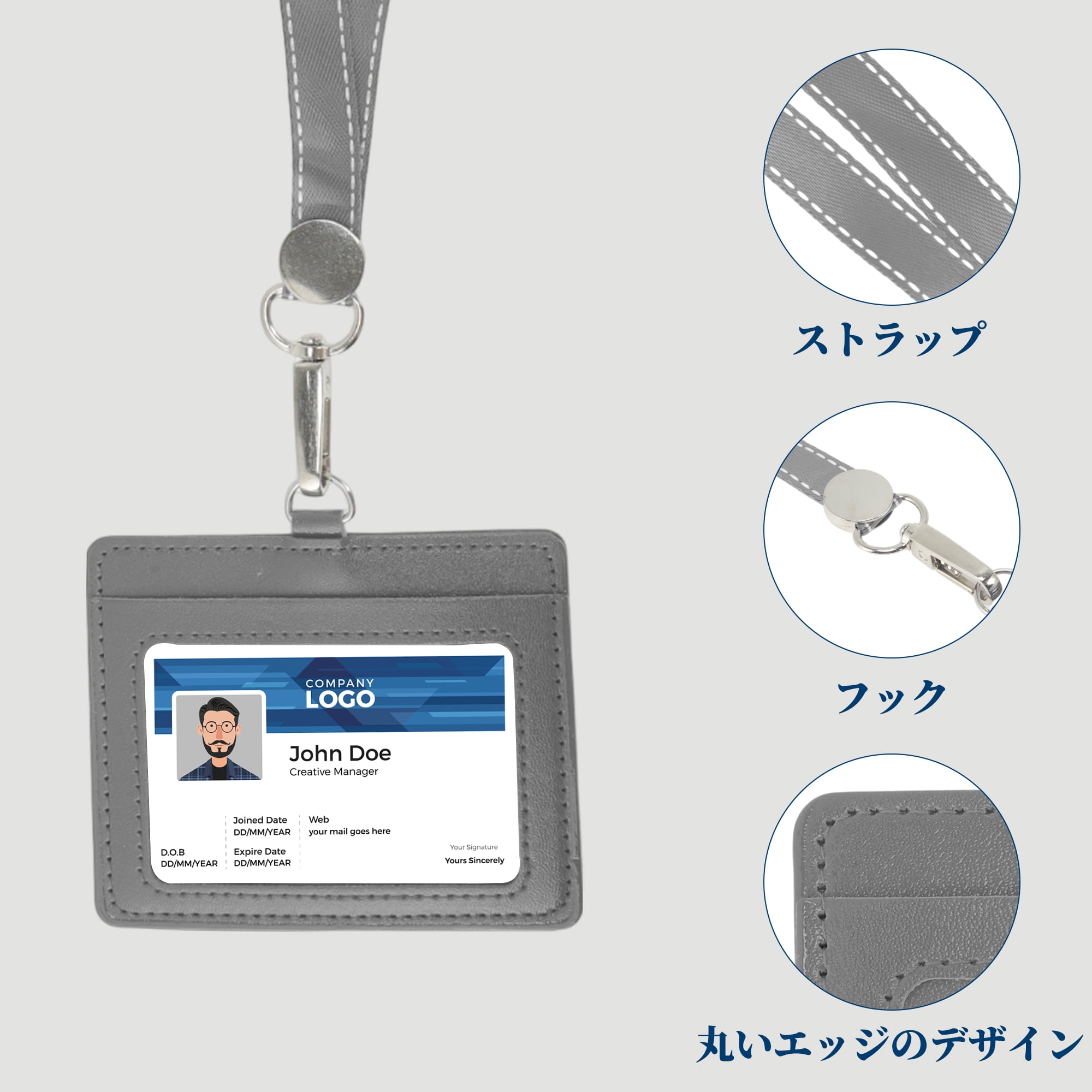Unique Bargains Lanyards for ID Badges Card Holder with Strap Durable for Work IDs Gray