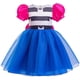 thumbnail image 3 of Vestido de niña de 4 a 10 años, vestido de princesa con mangas abullonadas y lazo a rayas, disfraz de Halloween para juego de rol de muñeca Gabby, 3 of 5