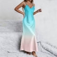 thumbnail image 5 of Women Satin Silk Cami Dress Summer Tie Dye V Neck Sleeveless Maxi Dresses Vacation Beach Side Split Sundress, 5 of 6