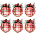 thumbnail image 1 of 6 Pieces Christmas Hanging Plaid Ball Ornaments Knitted Handmade Xmas Trees Christmas Tree Hanging Ball Ornaments Festive Decorations, 1 of 10