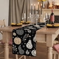 thumbnail image 2 of Black Brown Fall Burlap Cotton Table Runner 13x36 Inches Short, Autumn Pumpkins Botanical Thanksgiving Farmhouse Table Runners, Outdoor Dining Table Decor for Baby Shower/Party/Wedding, 2 of 8