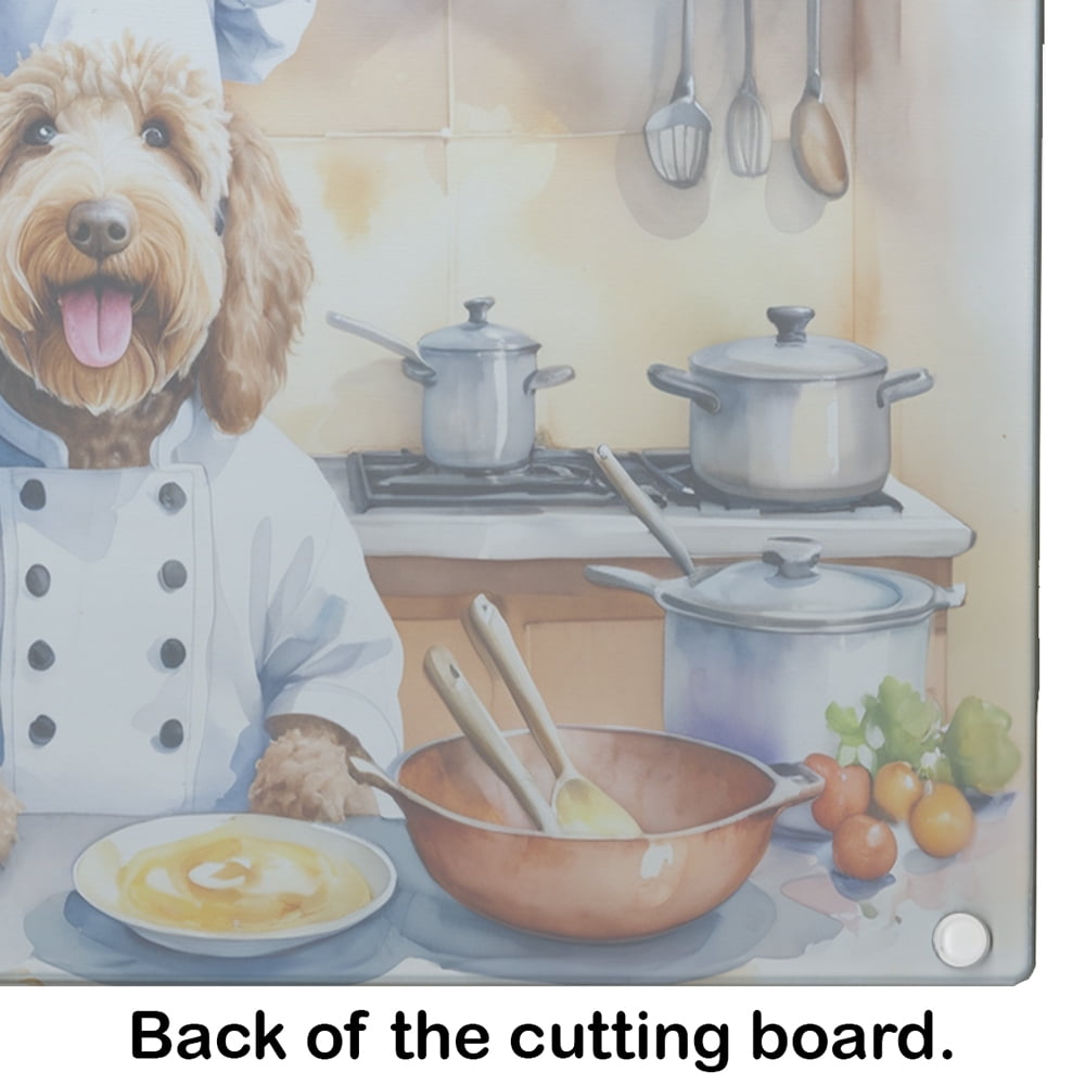 Labradoodle The Chef Glass Cutting Board 12 in x 15 in