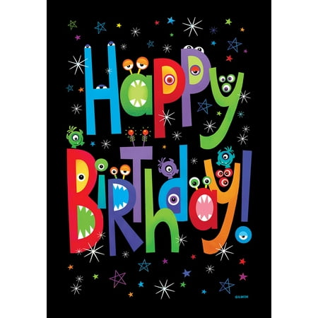 Toland Home Garden Monster Birthday Party Birthday Flag Double Sided 12x18 Inch