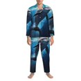 thumbnail image 3 of Fuzoiu Ice Blue Ocean Cute Dolphin Print Men's Long-Sleeved Pajama,Lounge Button Down Nightwear,Mens Notch Collar Pajama Set -XX-Large, 3 of 7