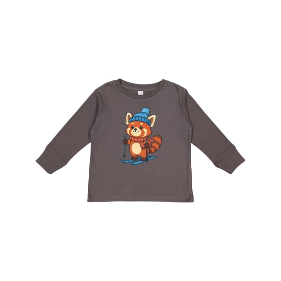 Inktastic Red Panda Skiing Boys or Girls Long Sleeve Toddler T-Shirt