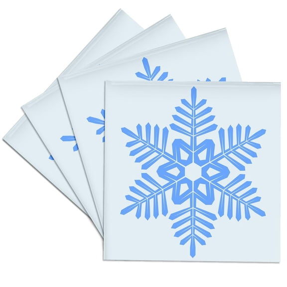 3dRose, Christmas Blue Snowflake- Holiday Art, Set of 4 Ceramic Tile Coasters