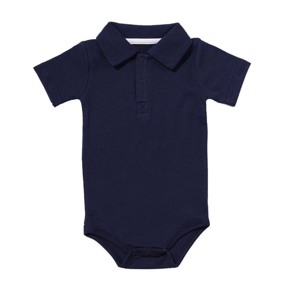 Zpanxa Newborn Girl Onesies Short Sleeve Solid Color Summer Bodysuit with Snap Closure Navy 18 Months