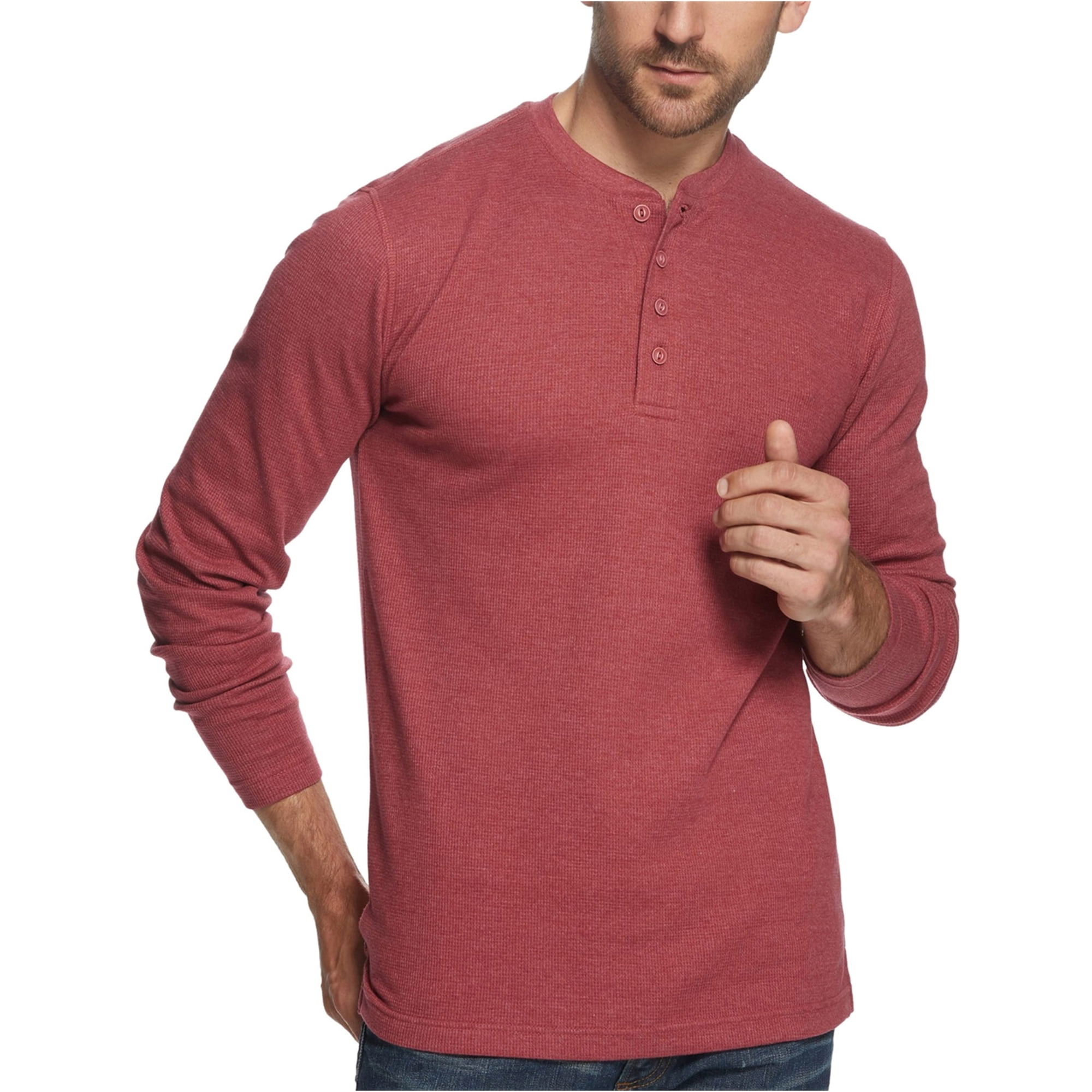 Weatherproof Mens WaffleKnit Henley Shirt