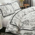 thumbnail image 4 of Move Over White Black Plants Bedding Sets Twin Black Mini Pom Poms Duvet Cover Set Ruched Floral Pattern Microfiber No Filling, 4 of 10