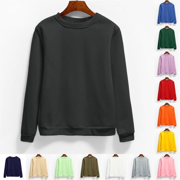 XINXIAOO Women's Crew Neck Sweatshirt Pullover Y2K Clothes Long Sleeves Soft Hooded Tops