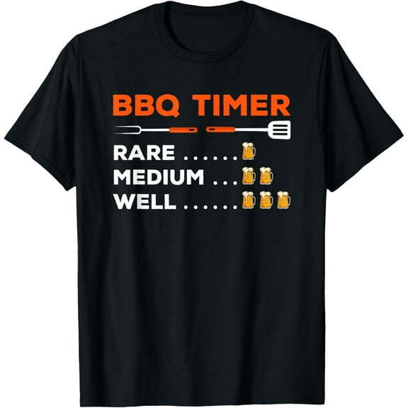 Exquisite and comfortable-BBQ Timer Rare Medium Well Barbecue Grilling Beer Drinking T-Shirt