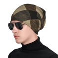 thumbnail image 6 of Adult Knitted Cap 11 X 10.6 In Two-Layer Design Breathable Light Dry And Easy Care Covering All Antiskid Anti-Wrinkle Argyle Plaid Khaki_3, 6 of 8