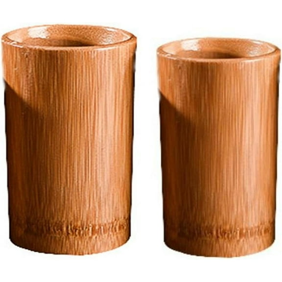 2pcs Natural Bamboo Beer Juice Mug Cup Reusable Wood Drinking Cup Wooden Tea Cup Coffee Mug Wine Mug Camping Cup Travel Coffee Mugs