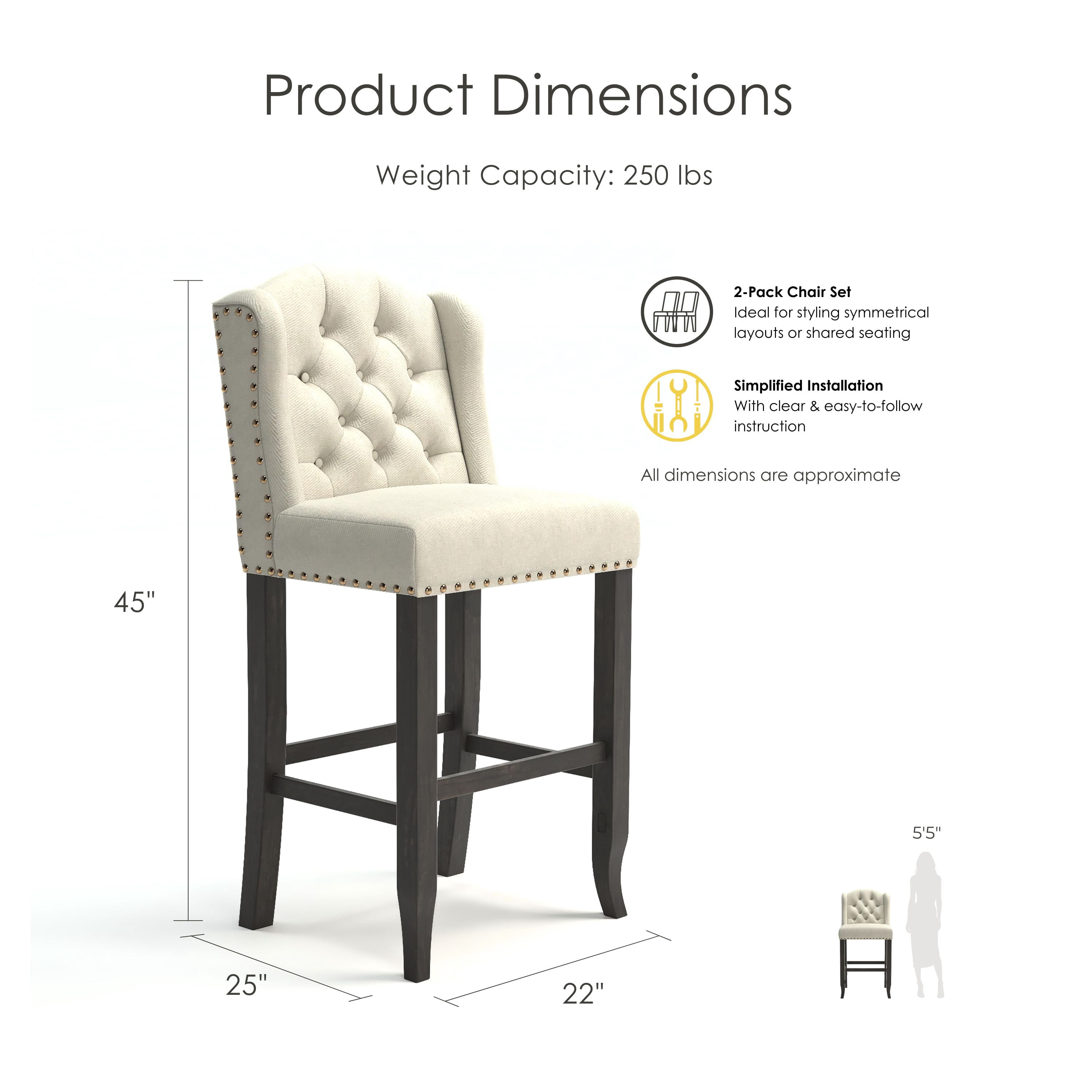 Furniture of America Freiden Upholstered Bar Chairs - Set of 2, Beige