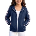 thumbnail image 2 of Girls Cute Hooded Jacket Full Zip Soft Fleece Bow Long Sleeve Sweatshirt Coat with Side Pockets Casual Daily Outwear Tops Navy Boy Oversized Hoodies 6-7Y, 2 of 7